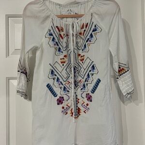 White Embroidered Women's Top